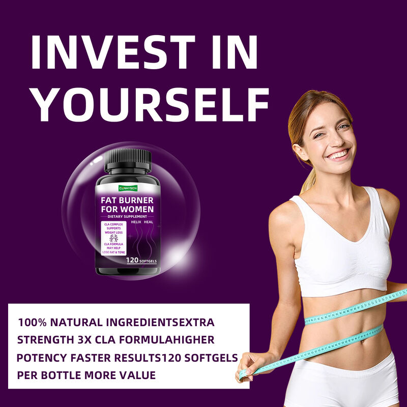 Cápsulas Quemagrasas de Marca Blanca Complejo CLA Suplementos Dietéticos Promueve Músculo para Mujeres Pastillas para Adelgazar Fibra Dietética