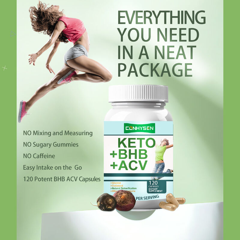 Etiqueta privada Keto ACV BHB Suplemento dietético de fibra Cápsulas Keto Bhb Cápsulas Suplemento de pérdida de peso Cápsulas dietéticas
