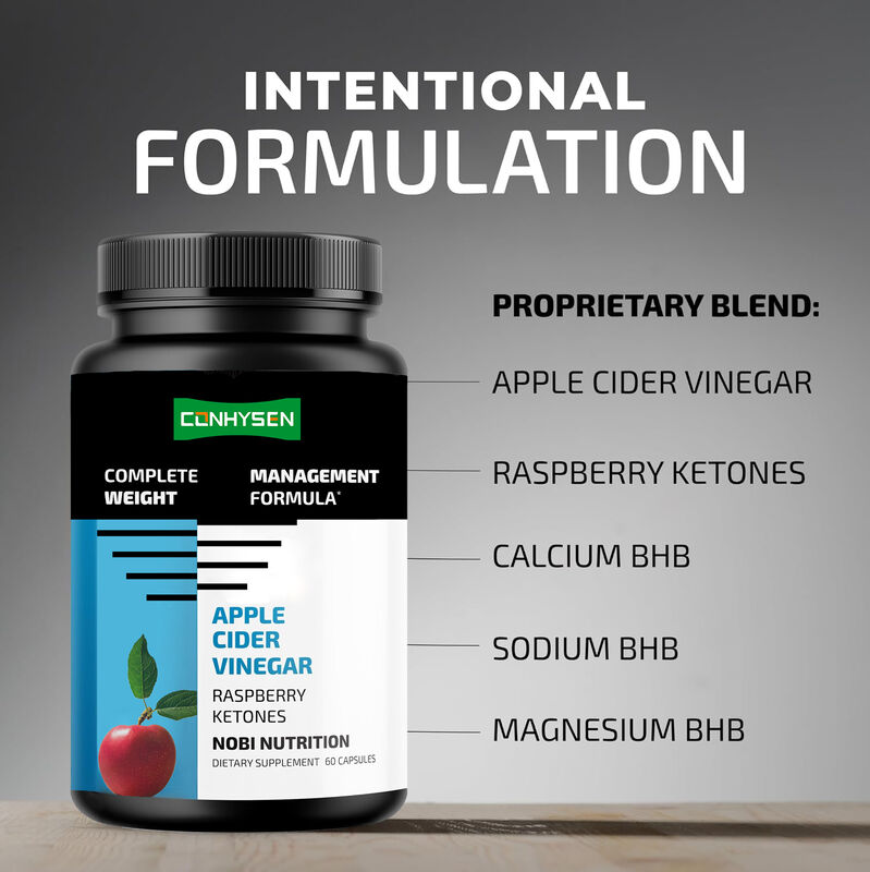 OEM Suplementos dietéticos de fibra Vegano natural Capsulas de vinagre de sidra de manzana de desintoxicación pura Manzana apoya el control de peso
