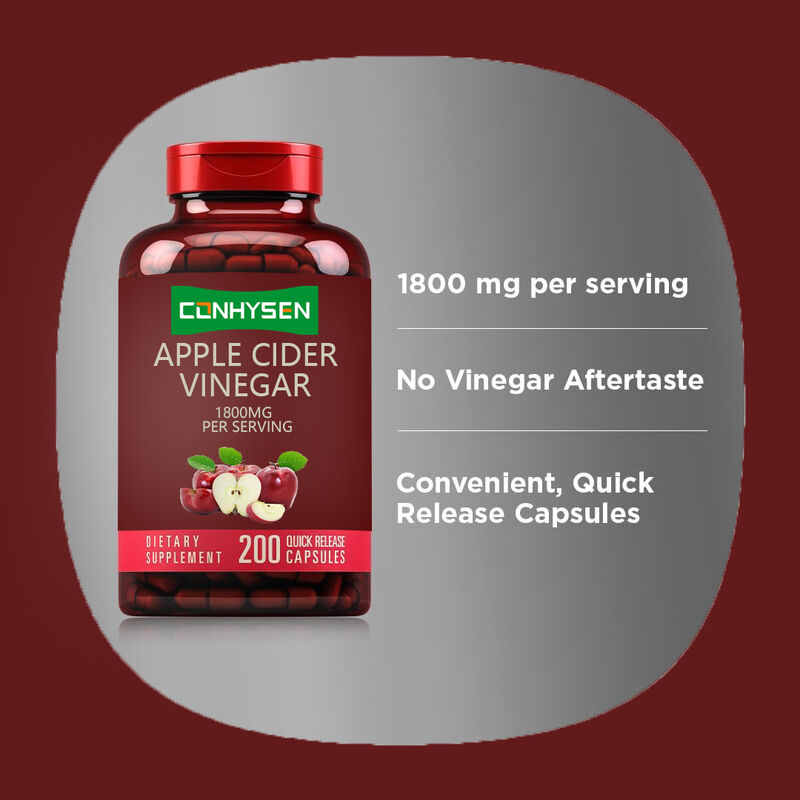 OEM/ODM Suplemento de ACV Apoyo a la digestión y desintoxicación Gestión del peso Cápsulas de vinagre de sidra de manzana para hombres Mujeres
