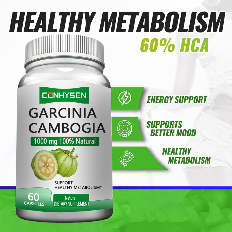 Suplementos Herbales de Garcinia Cambogia de Marca Blanca Cápsulas de Garcinia Cambogia Apoyan un Metabolismo Saludable y Mejoran el Estado de Ánimo