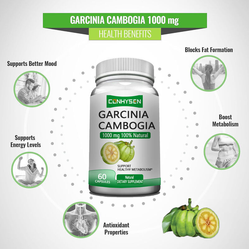 Suplementos Herbales de Garcinia Cambogia de Marca Blanca Cápsulas de Garcinia Cambogia Apoyan un Metabolismo Saludable y Mejoran el Estado de Ánimo