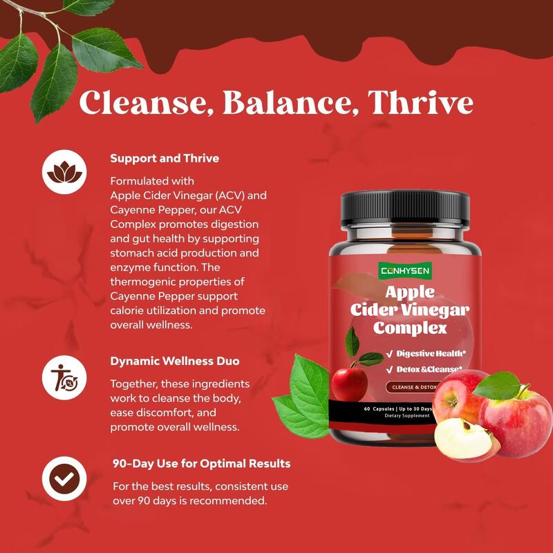 OEM Marca privada Control de peso Atención médica Suplemento dietético para mujeres y hombres Cápsulas complejas de vinagre de sidra de manzana