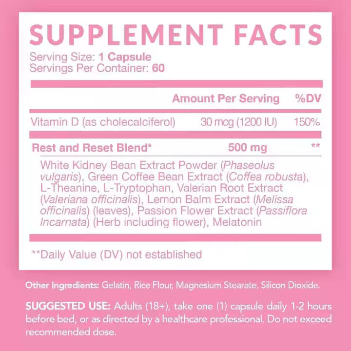 Cápsulas quemagrasas nocturnas con extracto de frijol blanco para aumentar el metabolismo y el apoyo muscular femenino