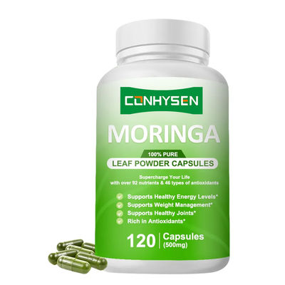 100% Pura Hoja de Moringa en Polvo Cápsulas Suplemento de hierbas Apoya la salud de la próstata