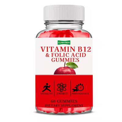 B 12 Vitamina Gummies Folato con suplemento de hierro Nutrición Apoya el sistema inmunológico