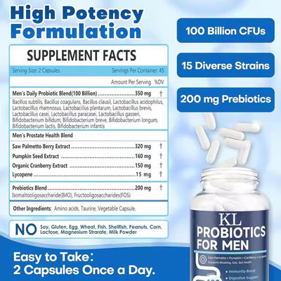 Probióticos para hombres Cápsulas con extracto de bayas de saw palmetto mejoran la salud digestiva