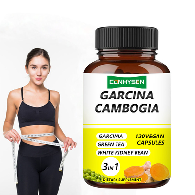 Suministro de fábrica Garcinia Cambogia cápsulas 3 en 1 Ingredientes de primera calidad Aumentan la producción de energía