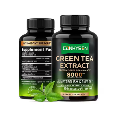 Cápsulas de Extracto de Té Verde con Granos de Café Verde ODM para la Función Metabólica
