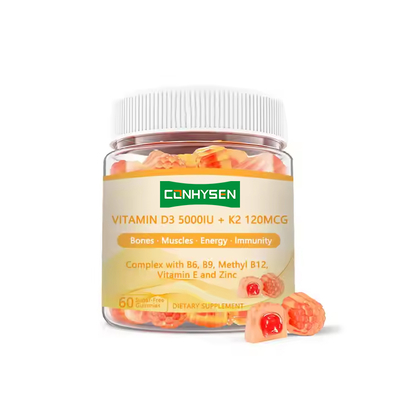 OEM ODM Complejo de vitamina D3 + K2 Goma sin azúcar para adultos Goma de apoyo inmunológico
