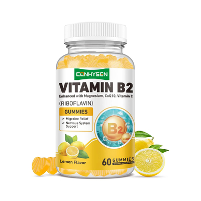 Gomitas de magnesio sin azúcar para apoyo dietético, sistema nervioso y vitamina B2, OEM ODM