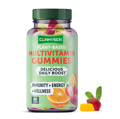Gomitas multivitamínicas a base de plantas para apoyo inmunológico, energía y bienestar, sabor a fruta