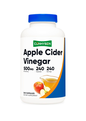 Suplemento Dietético OEM Cápsulas de Vinagre de Sidra de Manzana 500mg 240 Cápsulas Vegetarianas Natural Vegetariano GMP Sin OGM Sin Gluten