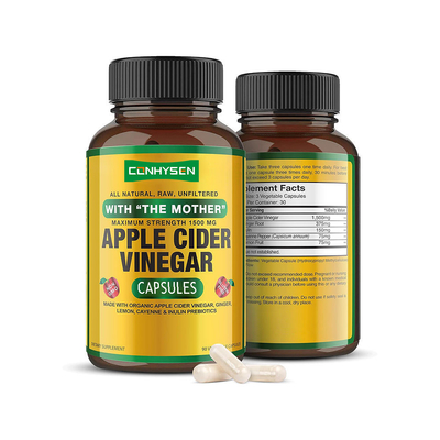 Etiqueta privada Promueve la salud intestinal y intestinal Cápsula de vinagre de sidra de manzana Promueve el metabolismo y mejora la inmunidad Cápsula