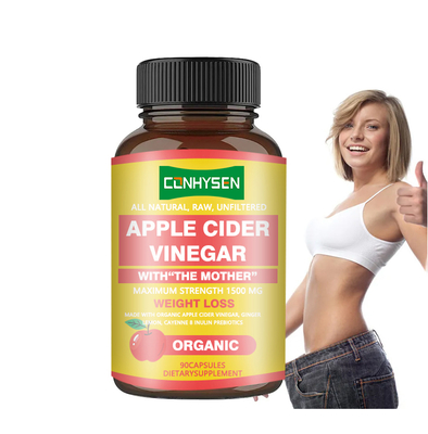 MOQ más bajo Cápsulas de vinagre de sidra de manzana con la madre Máxima resistencia 1500 mg Cápsula para bajar de peso