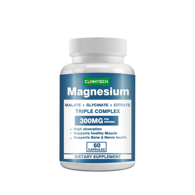 Las cápsulas de magnesio de 300 mg apoyan la salud de los huesos y los nervios