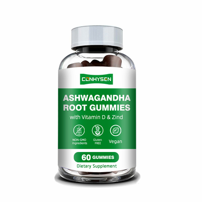 Gomitas de Ashwagandha al por mayor con Vitamina D2, 18 meses de vida útil