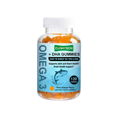 Suministro de fábrica de gomitas de omega 3 con sabor a naranja que promueven la salud cerebral y ocular