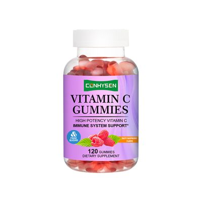Sabor de frambuesa Potente antioxidante Vitamina C gomas OEM / ODM personalizadas