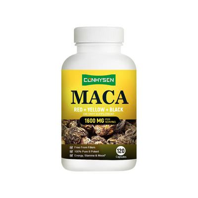 Aumento de precio al por mayor de cápsulas de maca personalizadas de 1600 mg para energía y resistencia