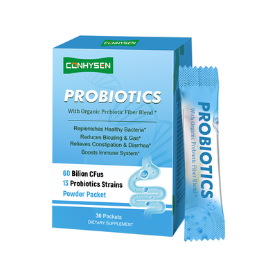 Etiqueta personalizada Probióticos en polvo 60 mil millones de CFU Mantener el equilibrio de la flora intestinal